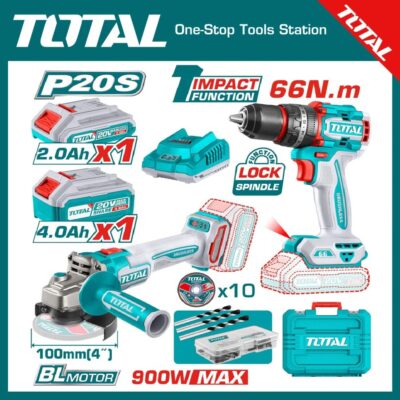 TOTAL TCKLI2027310 Cordless 2 Pcs Combo Kit