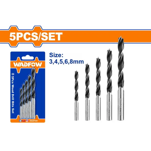 WADFOW WSJ3K01 5PCS WOOD DRILL BITS SET