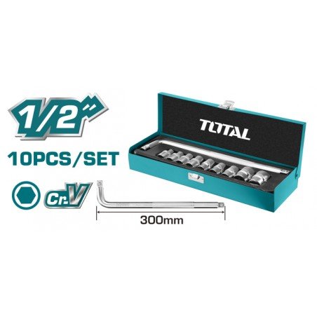TOTAL THTL121101 10Pcs 1/2" Socket Set