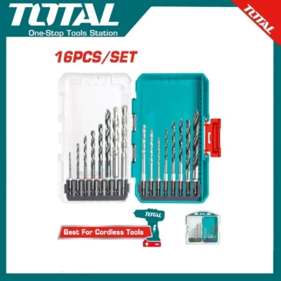 TOTAL TACSDL11606 16 Pcs Metal, Multifunction Drill, And Wood Drill Bits Set