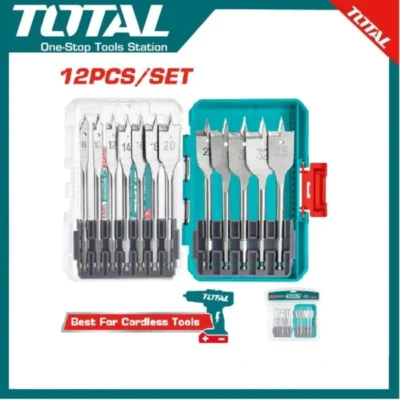 TOTAL TACSDL1206 12 Pcs Flat Wood Drill Bits Set