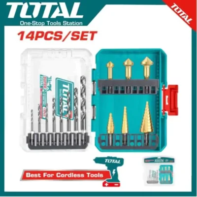 TOTAL TACSDL61401 14 Pcs 4341 Hss
 Drill Bits And Step Drill Bits Set
