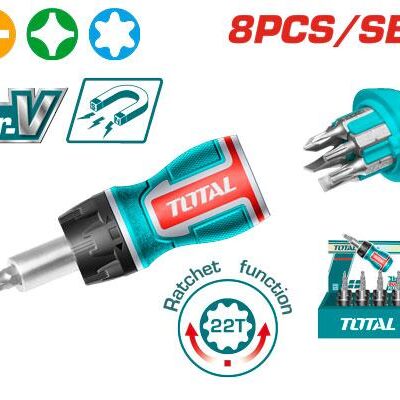 TOTAL TACSDS1726 8 In 1 Stubby Screwdriver Set