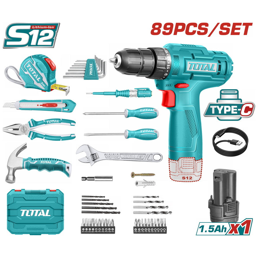 TOTAL THKTHP10892 89 Pcs Tools Set