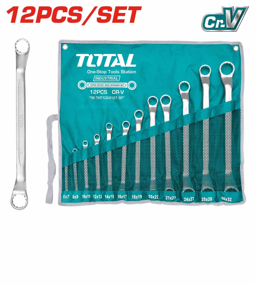 TOTAL THT1024121 12 Pcs Offset Ring Spanner Set
