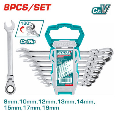 TOTAL THT102RK586 8 Pcs Flexible Ratchet Spanner Set