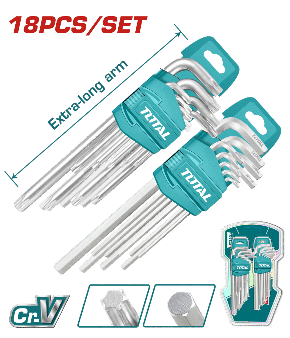 TOTAL THT106KT0181 18 Pcs Hex Key And Torx Key Set