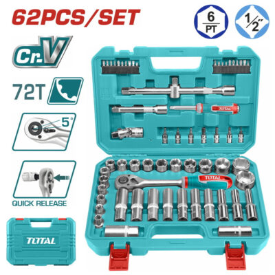 TOTAL THT121602 62 Pcs 1/2" Socket Set
