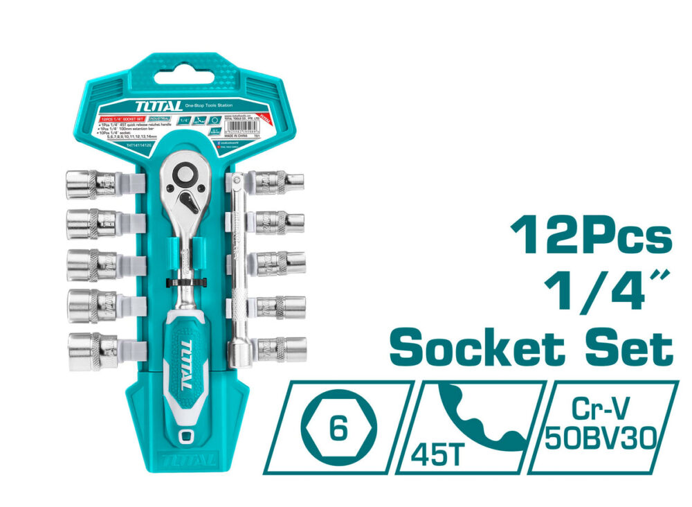 TOTAL THT14114126 12Pcs 1/4" Socket Set