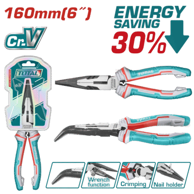TOTAL THT24616S High Leverage Bent Nose Pliers