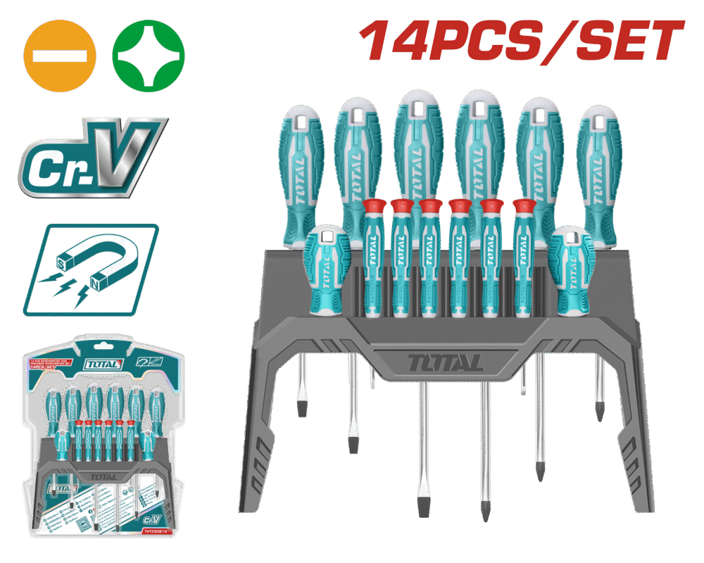 TOTAL THT250614 14 Pcs Screwdriver And Precision Screwdriver Set