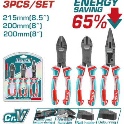 TOTAL THT2CK231S 3 Pcs Compound Action Pliers Set