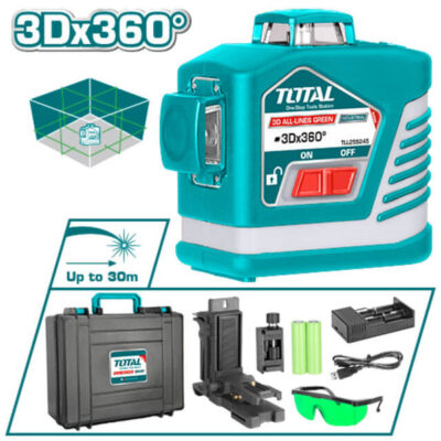 TOTAL TLL255245 3D Green Beam Self-Leveling Laser Level