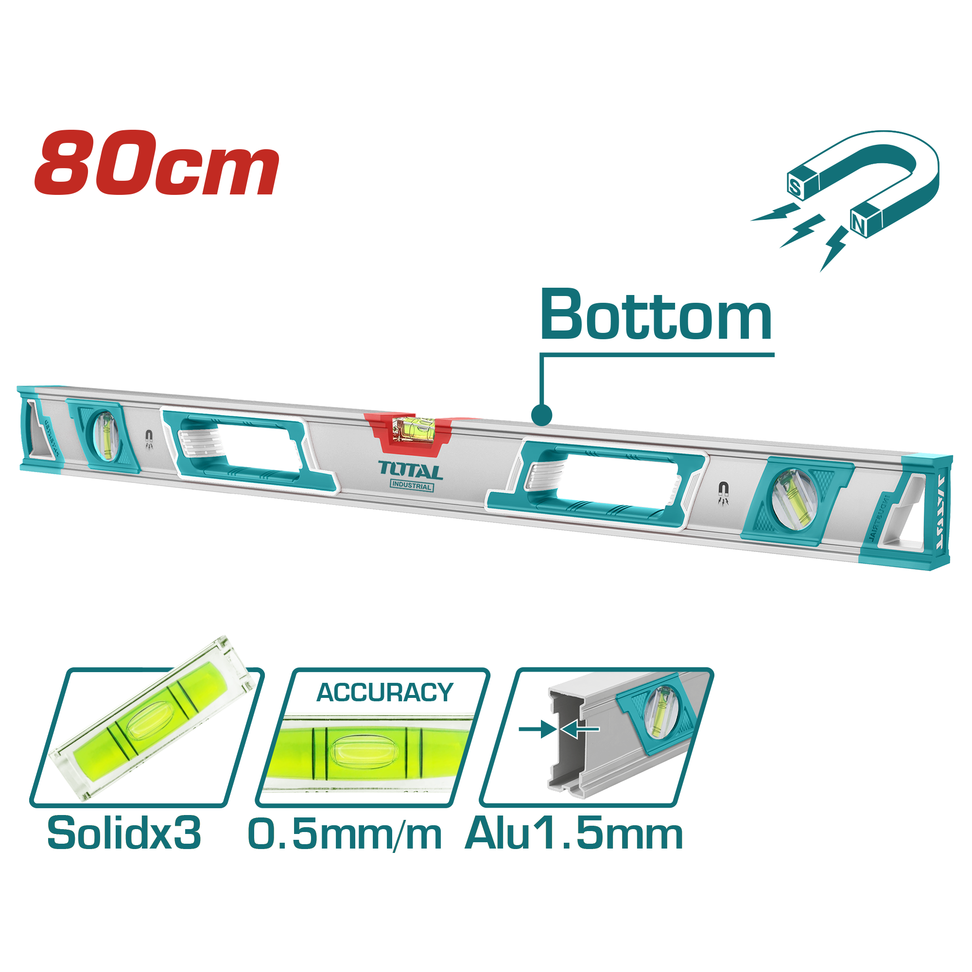TOTAL TMT28086M Spirit Level With Powerful Magnets