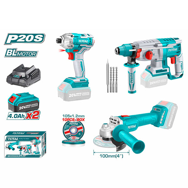 TOTAL TOSLI2301510 Cordless 3 Pcs Combo Kit
