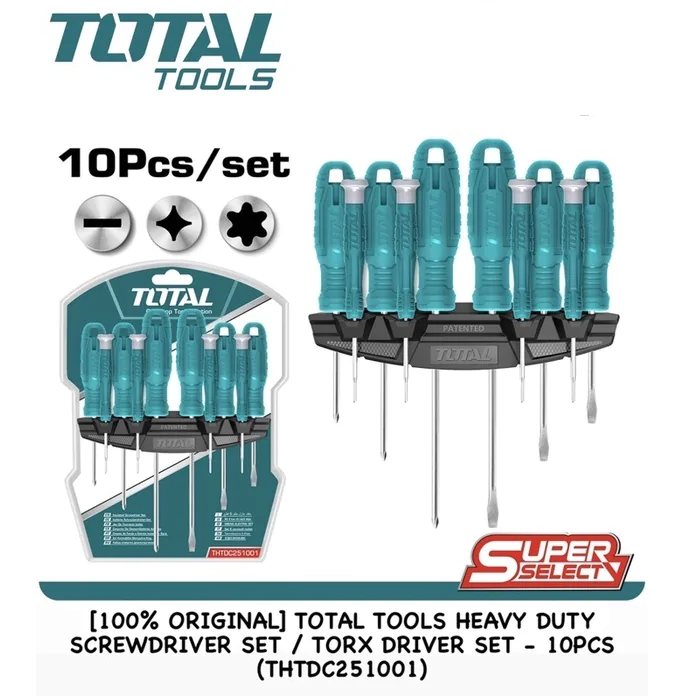 TOTAL THTDC251001 10 Pcs Screwdriver And Precision Screwdriver Set