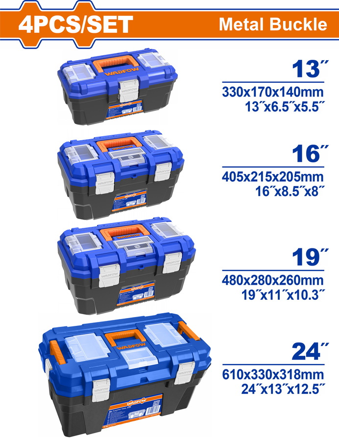 WADFOW WTB4104 4 Pcs Plastic tool boxes set | SATCO